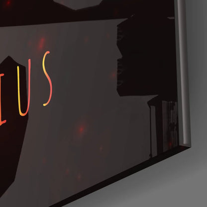 Sagittarius zodiac neon glow on tempered glass art