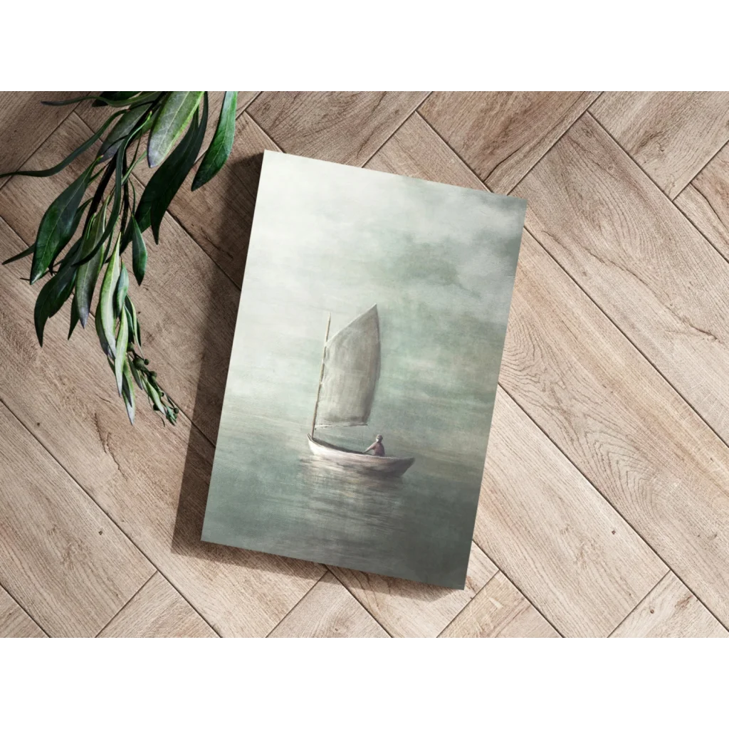 Serene sailboat on calm waters, insigne aluminum print