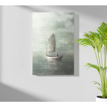 Serene sailboat on calm waters in insigne aluminum prints
