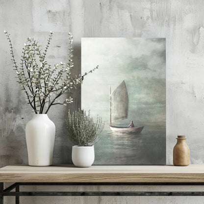 Serene sailboat on calm waters insigne aluminum print