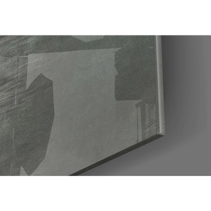 Silver rectangular mirror with black frame as glass wall art