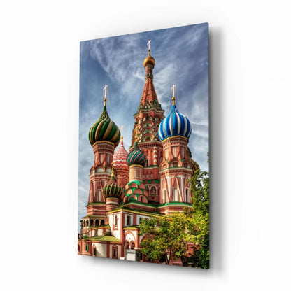 Vibrant multi-colored domed cathedral glass wall art on acrylic panel