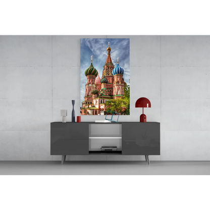 Vibrant St. cathedral glass wall art in brilliant colors