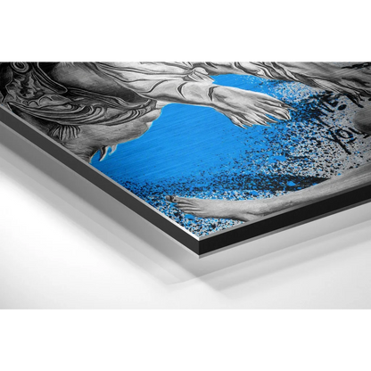 Stunning Blue Abstract Art on Brushed Aluminium Dibond | Glass Wall Art Print | vintageantiquesgifts.com