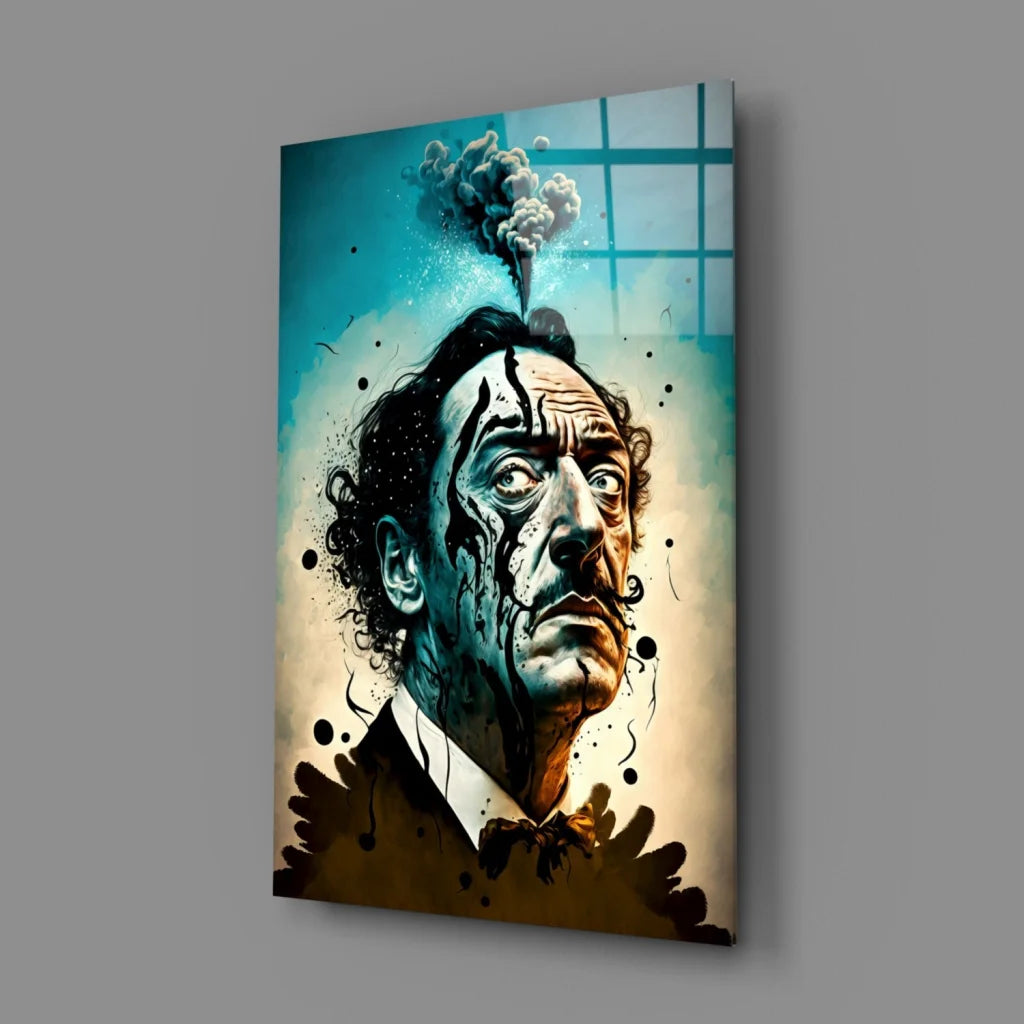 Salvador Dali Vibrant Portrait Wall Art Canvas Print | Glass Wall Art Print | vintageantiquesgifts.com