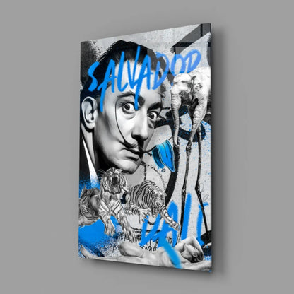 Salvador Dali graffiti wall art with mustache, tigers, elephant