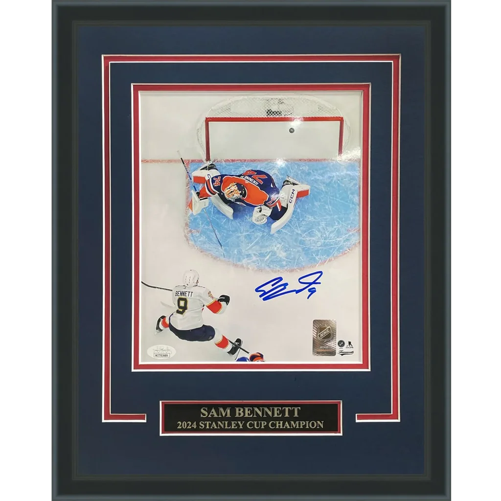 Sam Bennett autographed Florida Panthers deluxe framed 8x10 Stanley Cup goal photo