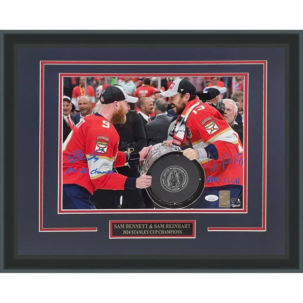 Framed 11x14 photo of Sam Bennett and Sam Reinhart with Stanley Cup