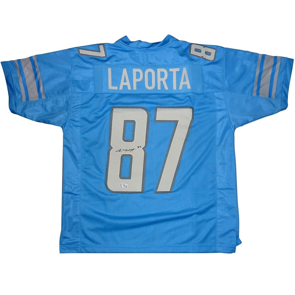Sam LaPorta autographed light blue Detroit Lions jersey #87