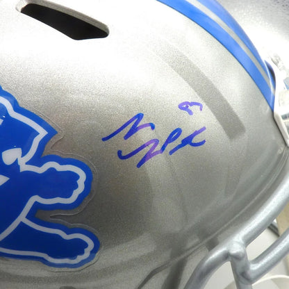 Sam LaPorta autographed Detroit Lions replica helmet with silver design