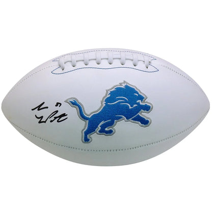 Sam LaPorta autographed Detroit Lions logo football in white