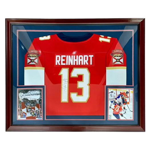 Sam Reinhart autographed Florida Panthers breakaway red deluxe framed jersey #13