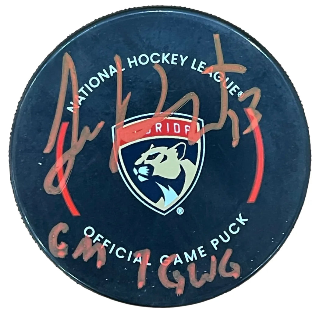 Sam Reinhart autographed Florida Panthers official game hockey puck