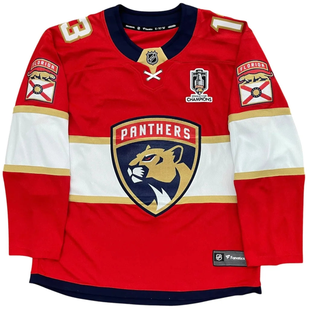 Autographed Florida Panthers red jersey with panther logo, limited edition