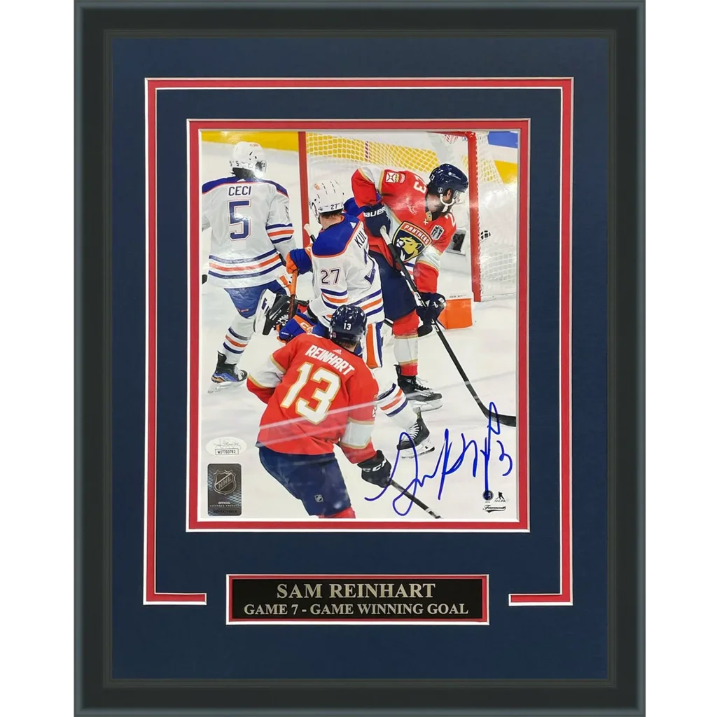 Sam Reinhart autographed game winning goal deluxe framed 8x10 photo
