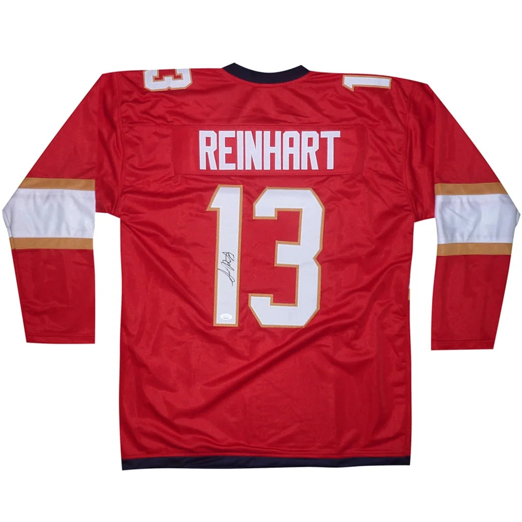 Sam Reinhart autographed red Florida jersey with 13 and gold trim