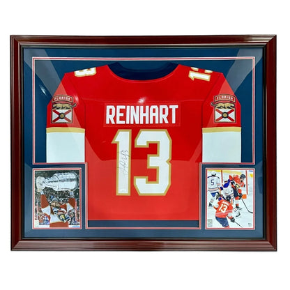 Sam Reinhart deluxe framed Florida Panthers red jersey with autograph