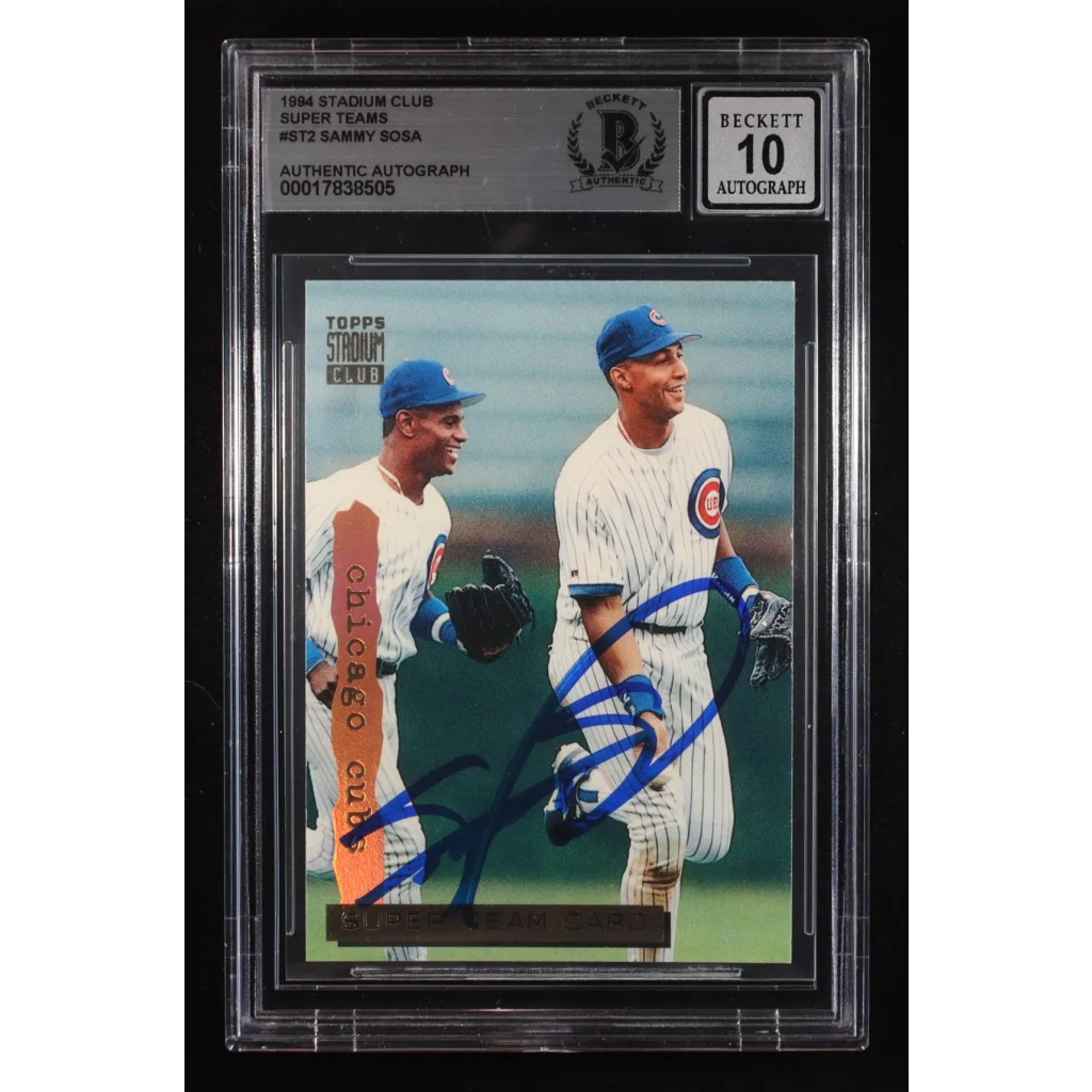 Sammy Sosa 1994 Stadium Club autographed BGS 10 encapsulated card