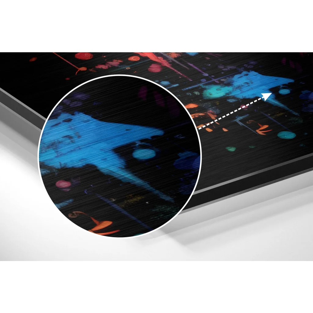 glass wall art Sleek black Samsung Galaxy Tab S7+ on brushed aluminium dibond wall art