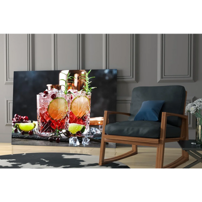 Vibrant 24x36 inch canvas tropical cocktail wall art on Samsung QLED TV