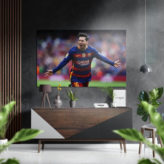 4K Samsung QLED TV curved screen on brushed aluminium dibond