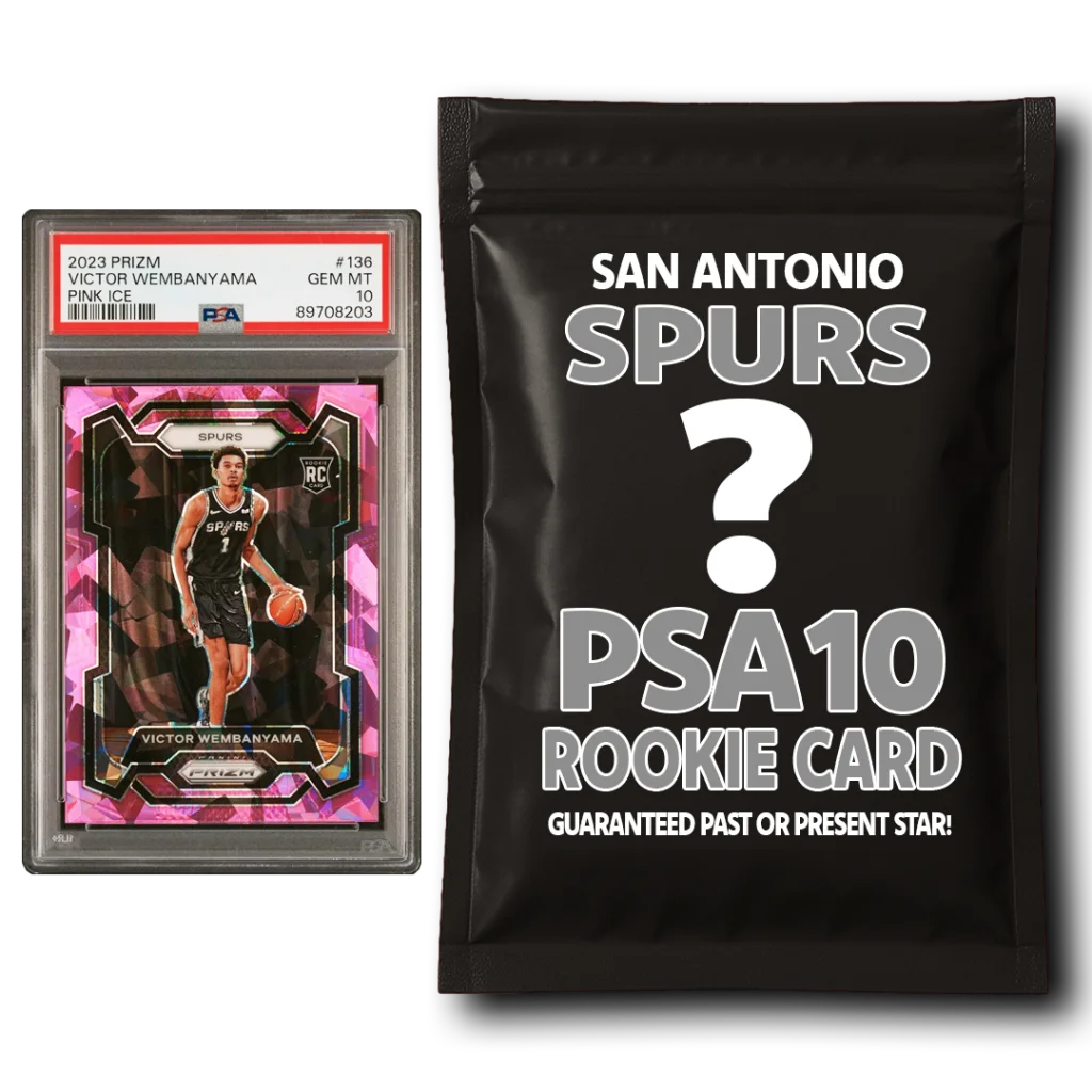 Sealed San Antonio Spurs Victor Wembanyama PSA 10 rookie pack with graded Pink Ice card