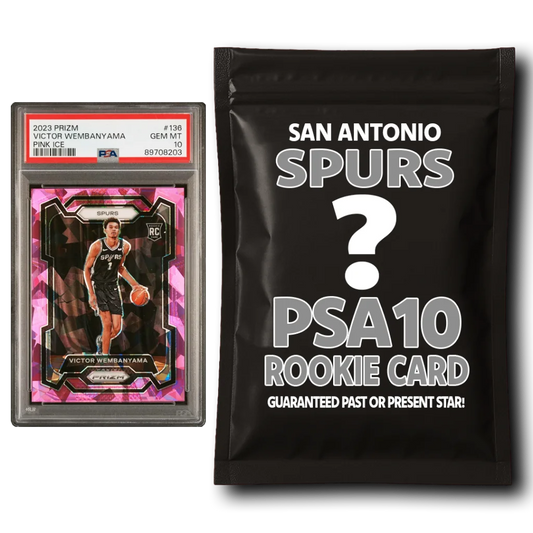 Sealed San Antonio Spurs Victor Wembanyama PSA 10 rookie pack with graded Pink Ice card