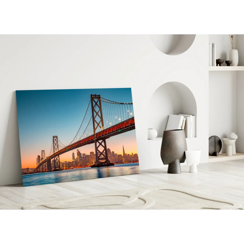 San Francisco Bay Bridge Sunset Canvas Wall Art | Modern Wall Art Decor | vintageantiquesgifts.com