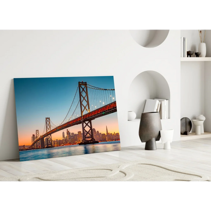 San Francisco Bay Bridge Sunset Canvas Wall Art | Modern Wall Art Decor | vintageantiquesgifts.com