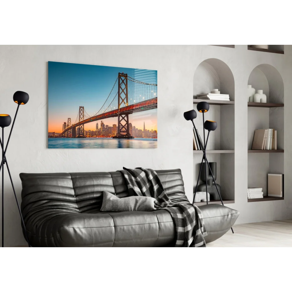 San Francisco Bay Bridge Sunset Canvas Wall Art | Contemporary Home Wall Art | vintageantiquesgifts.com