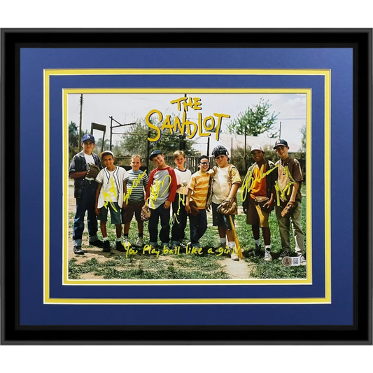 Deluxe framed The Sandlot cast autographed movie photo