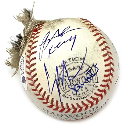 Sandlot cast autographed replica Babe Ruth chewed baseball