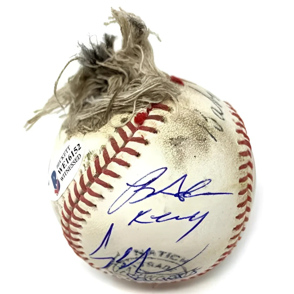 Sandlot cast autographed replica Babe Ruth chewed baseball with 6 signatures