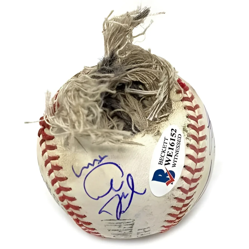 Sandlot cast autographed replica Babe Ruth chewed baseball