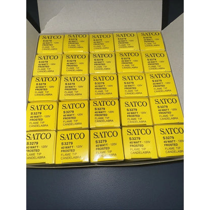Satco S3279 candelabra base bulbs 40W 120V frosted flame tip pack of 25