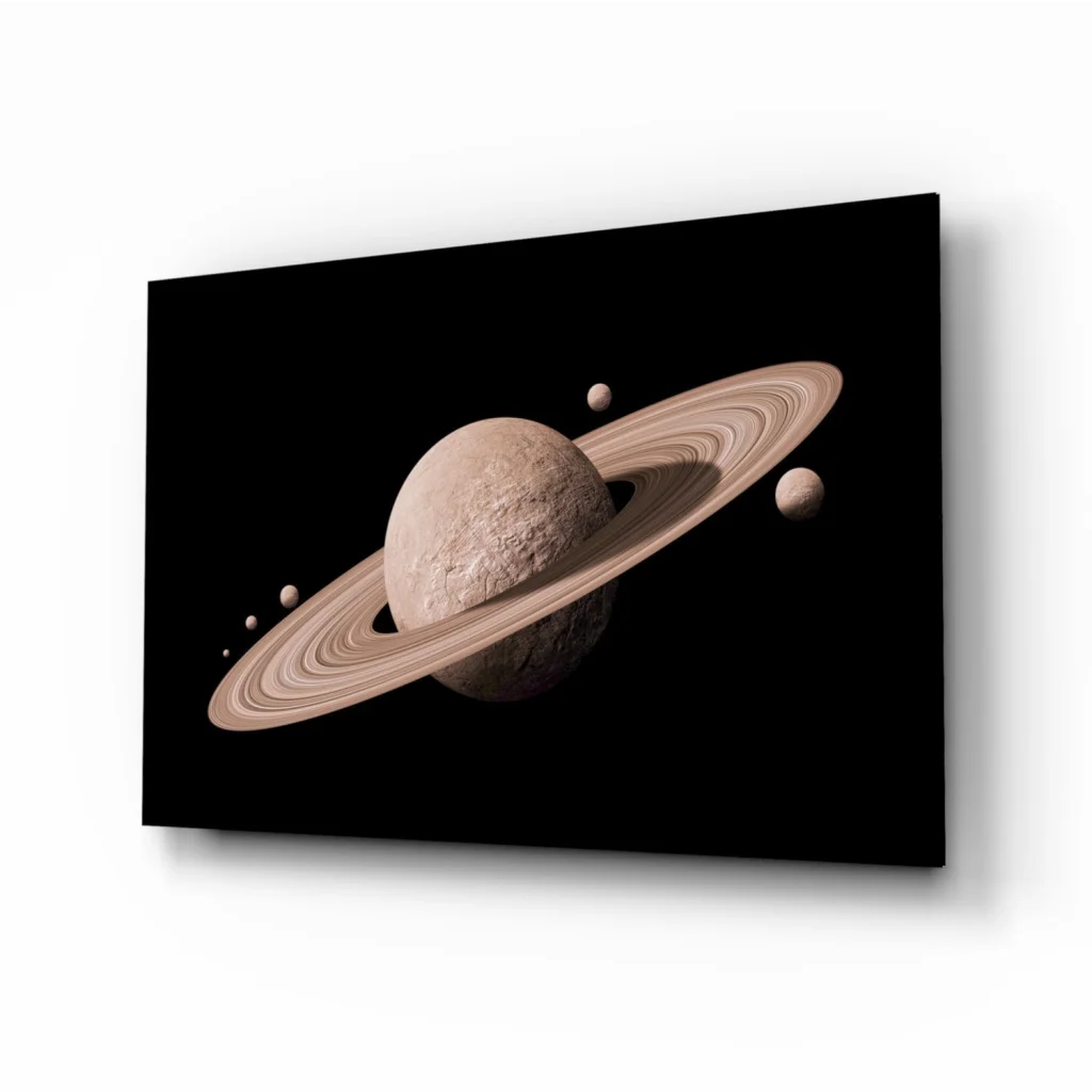 Saturn Rings Canvas Wall Art Print with Moons | Insigneart USA | vintageantiquesgifts.com