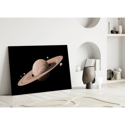 Saturn Rings Canvas Wall Art Print with Moons | Modern Wall Art Decor | vintageantiquesgifts.com