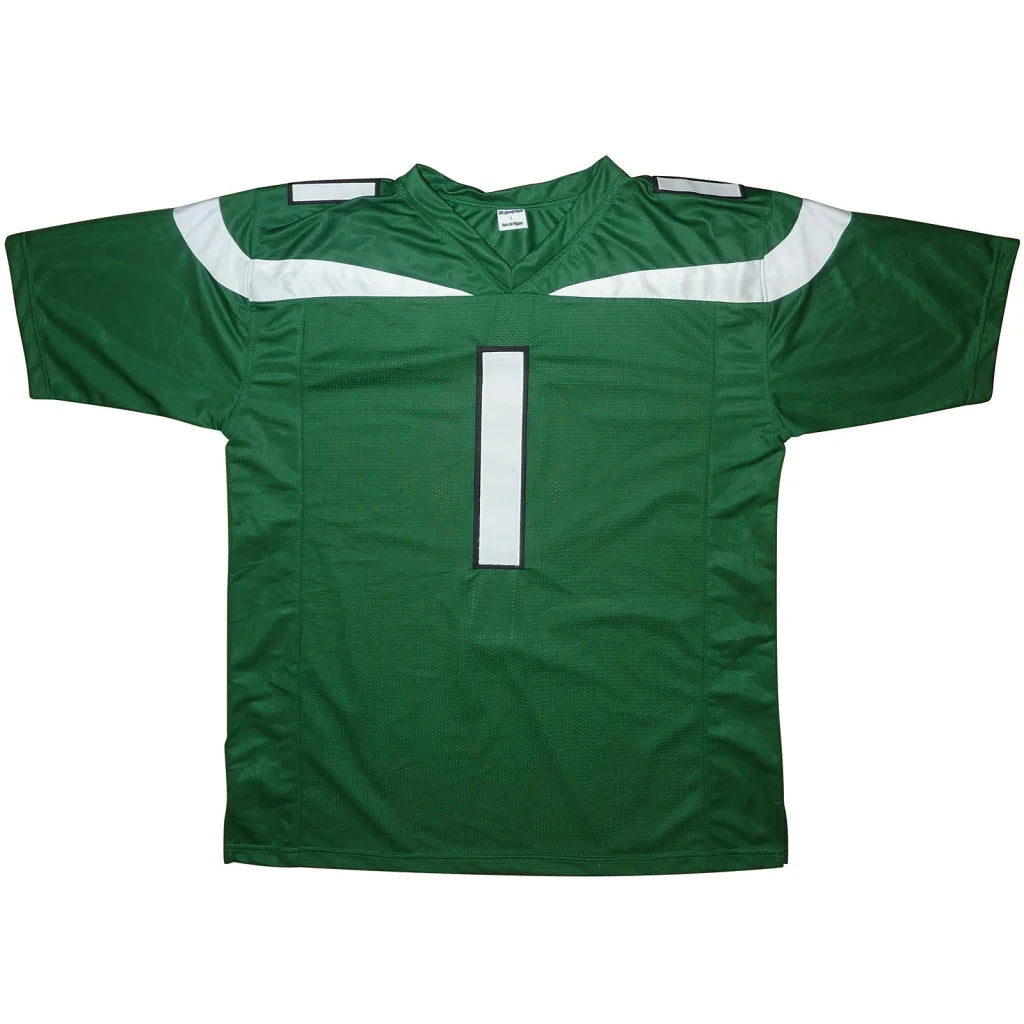 Sauce Gardner autographed New York Jets custom jersey in green with white accents and number 1
