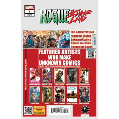 Comic book Savage Land #3 with Lucas Wernick art and covers on red background