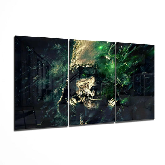 Emerald Warrior Tri Panel Canvas Wall Art with Glowing Accents | Insigneart USA | vintageantiquesgifts.com