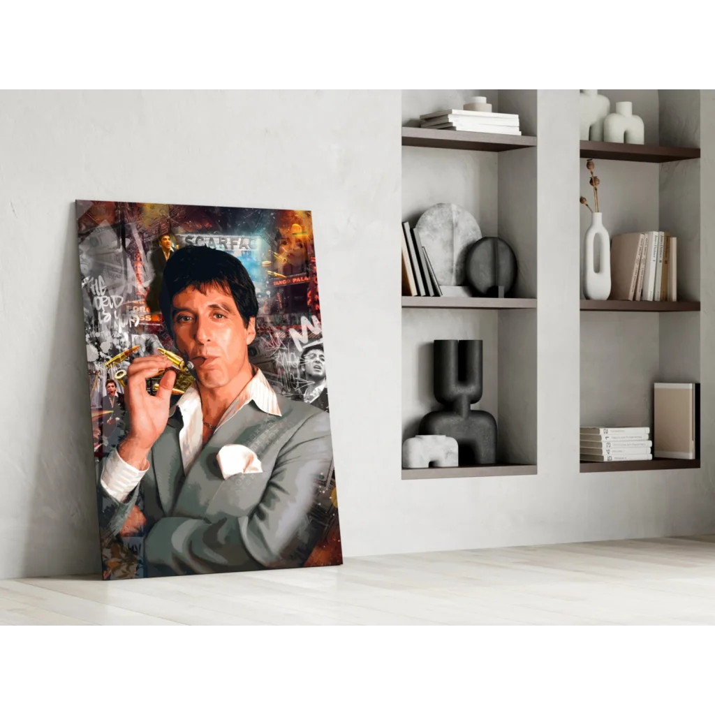 Urban jazz trumpet player in suit on vibrant graffiti wall art print