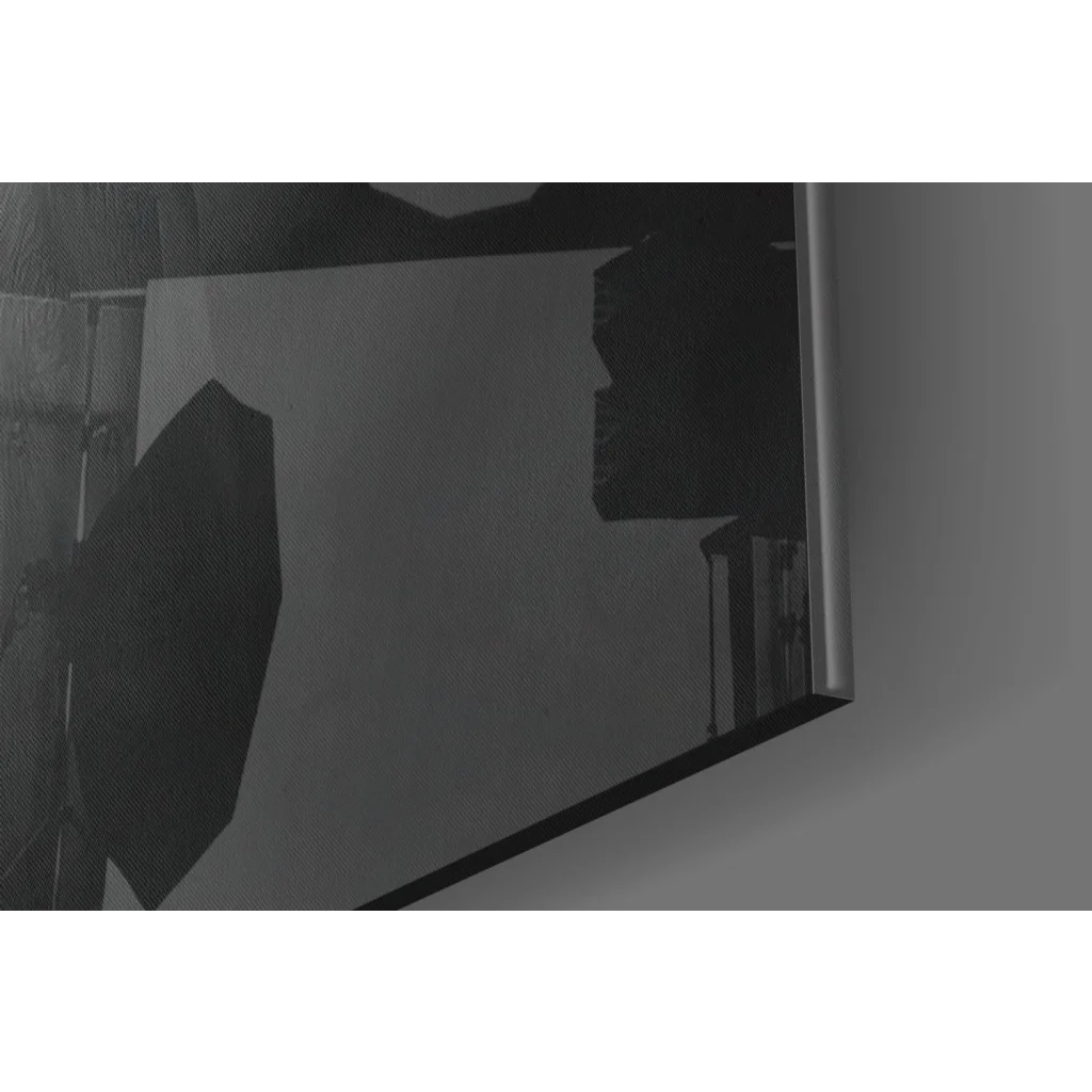 Sleek rectangular glass wall art with thin metallic frame