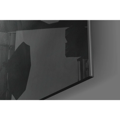 Sleek rectangular glass wall art with thin metallic frame