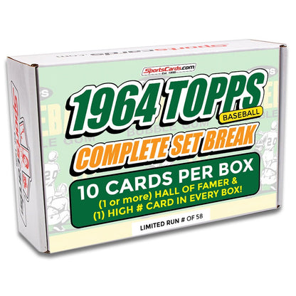1964 TOPPS BASEBALL COMPLETE SET BREAK - 10 CARDS PER BOX! INCLUDES 1 OR MORE HOFER AND HIGH NUMBER CARD!