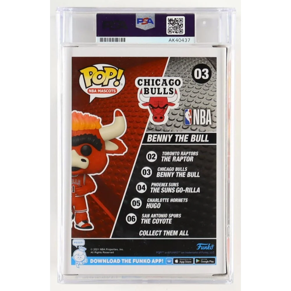 Scottie Pippen signed Benny the Bull Funko Pop measures approximately 4 inches, Chicago Bulls collectible