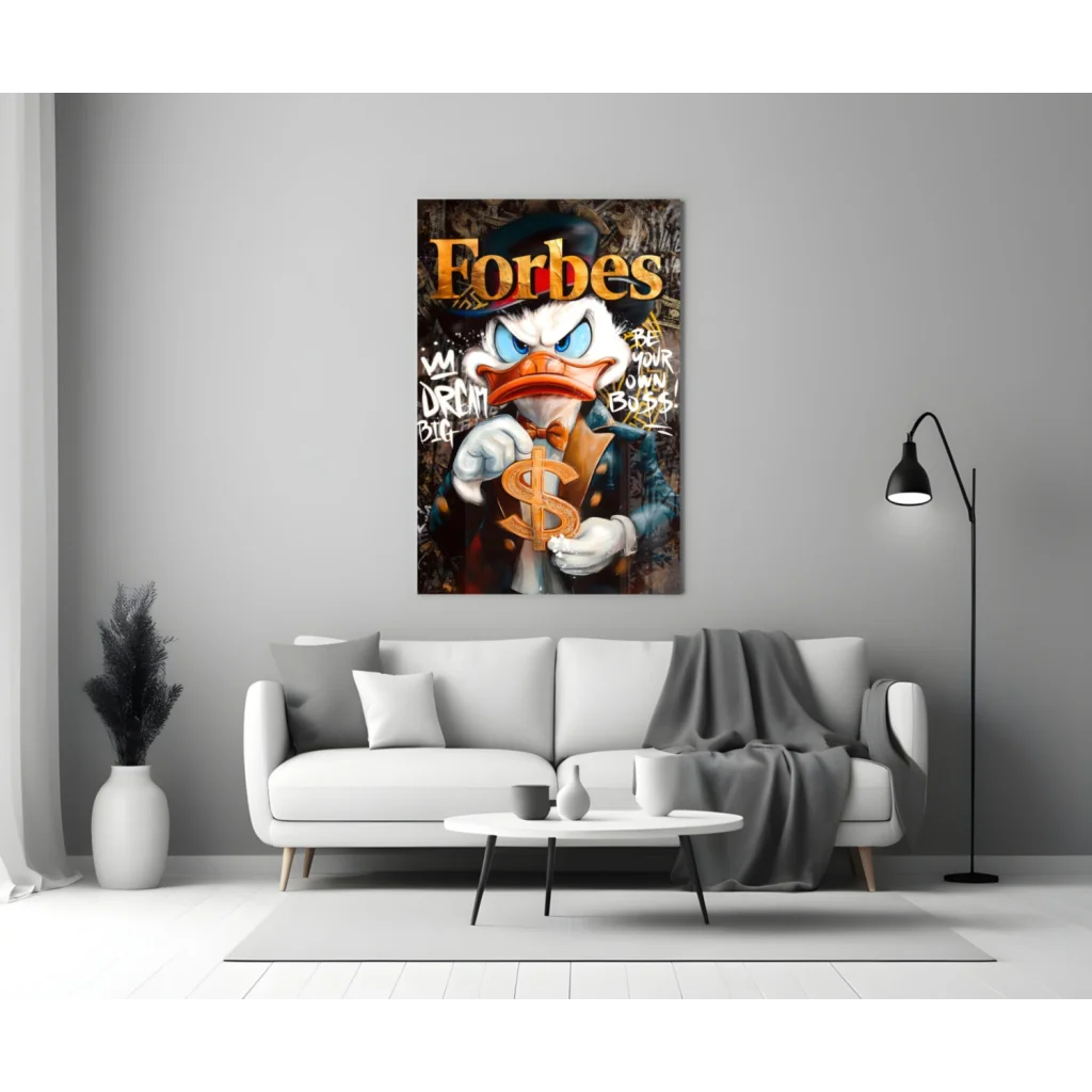 Donald Duck Forbes Magazine Glass Wall Art Canvas Print | Modern Wall Art Decor | vintageantiquesgifts.com