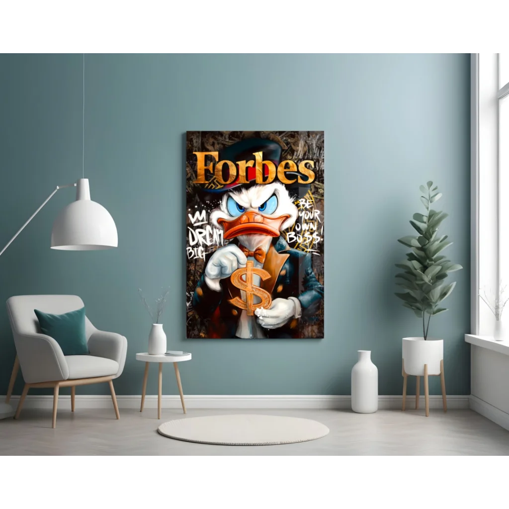 Donald Duck Forbes Magazine Glass Wall Art Canvas Print | Contemporary Home Wall Art | vintageantiquesgifts.com