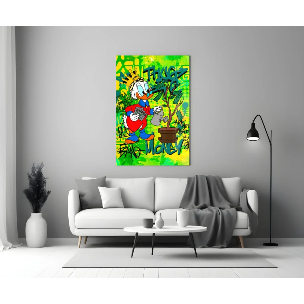 Donald Duck thug money tree graffiti wall art canvas print
