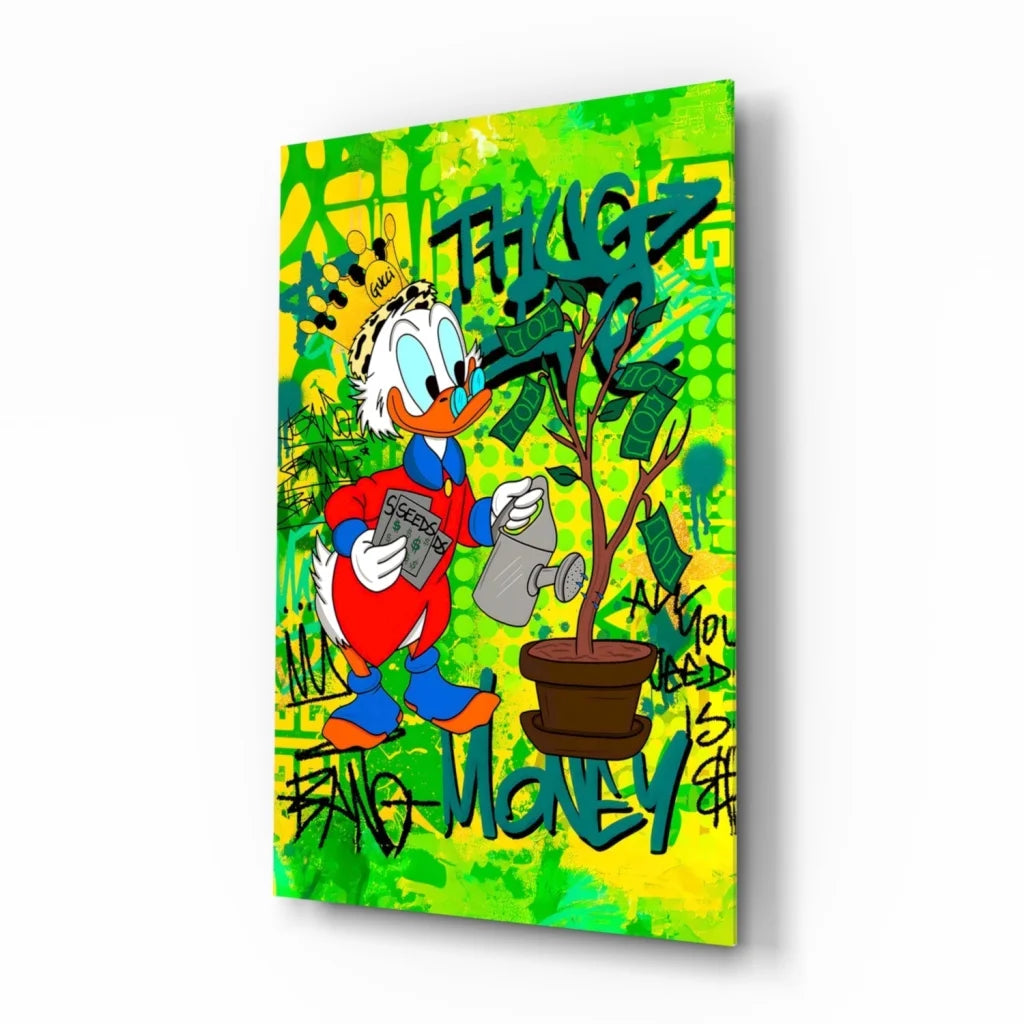 Donald Duck money tree graffiti wall art canvas print