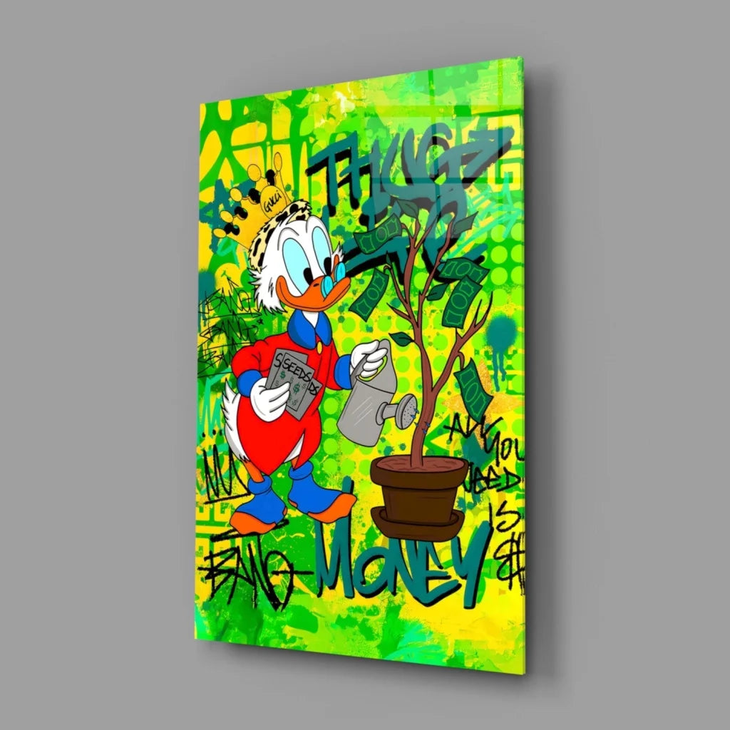 Donald Duck money tree graffiti wall art canvas print